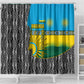 Rwanda Independence Day Unite Paix Progres Shower Curtain African Geometric Pattern - Power Fist And Coffee Branch Art