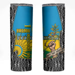 Rwanda Independence Day Unite Paix Progres Skinny Tumbler African Geometric Pattern - Power Fist And Coffee Branch Art