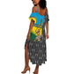 Rwanda Independence Day Unite Paix Progres Summer Maxi Dress African Geometric Pattern - Power Fist And Coffee Branch Art