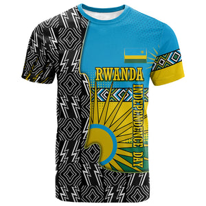 Rwanda Independence Day Unite Paix Progres T shirt African Geometric Pattern - Power Fist And Coffee Branch Art