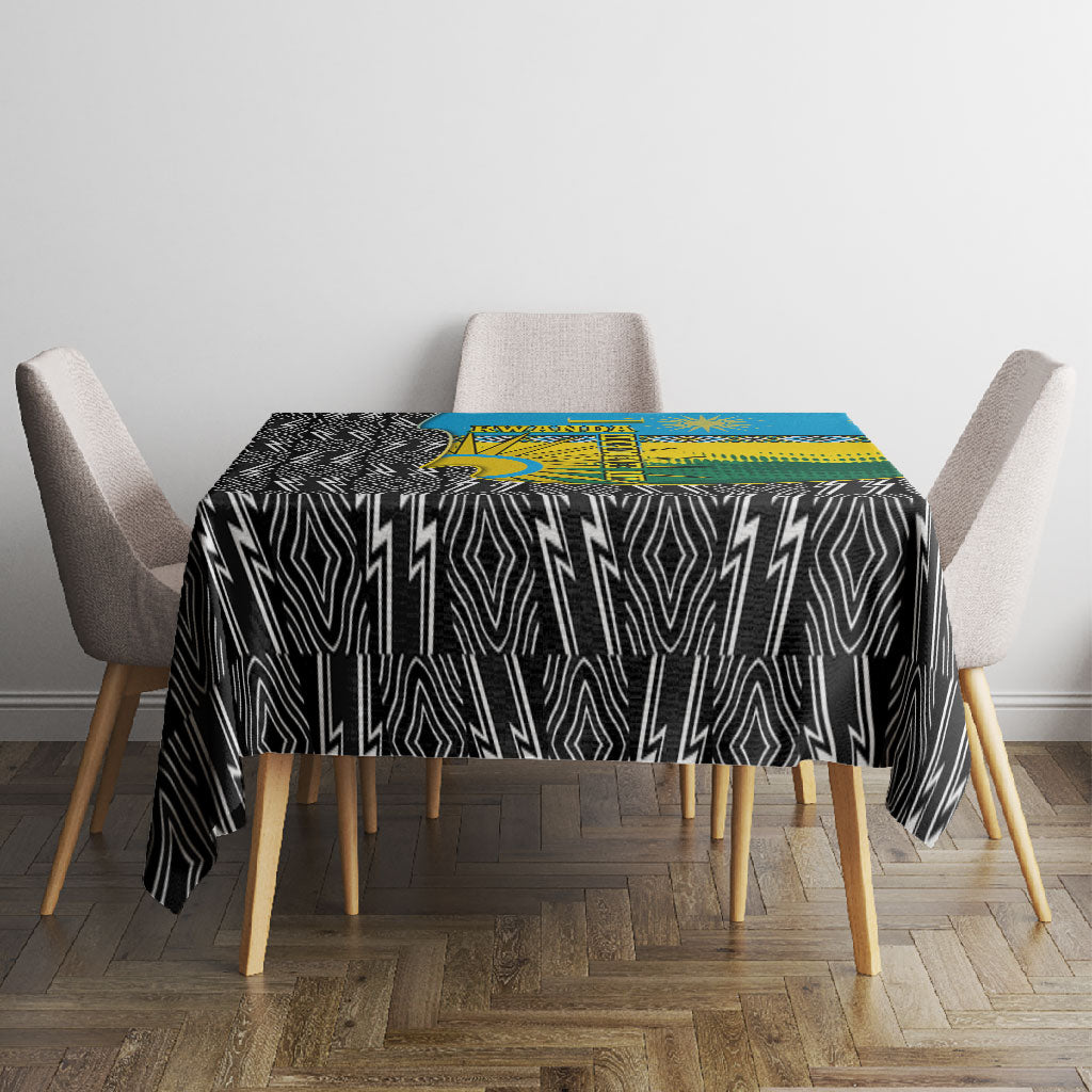 Rwanda Independence Day Unite Paix Progres Tablecloth African Geometric Pattern - Power Fist And Coffee Branch Art