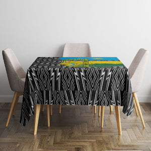 Rwanda Independence Day Unite Paix Progres Tablecloth African Geometric Pattern - Power Fist And Coffee Branch Art