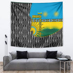 Rwanda Independence Day Unite Paix Progres Tapestry African Geometric Pattern - Power Fist And Coffee Branch Art