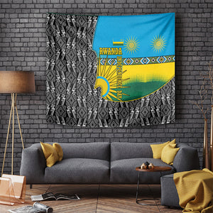 Rwanda Independence Day Unite Paix Progres Tapestry African Geometric Pattern - Power Fist And Coffee Branch Art