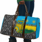 Rwanda Independence Day Unite Paix Progres Travel Bag African Geometric Pattern - Power Fist And Coffee Branch Art