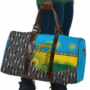 Rwanda Independence Day Unite Paix Progres Travel Bag African Geometric Pattern - Power Fist And Coffee Branch Art