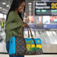 Rwanda Independence Day Unite Paix Progres Travel Bag African Geometric Pattern - Power Fist And Coffee Branch Art