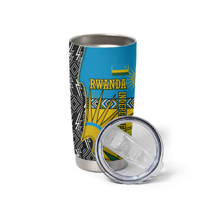Rwanda Independence Day Unite Paix Progres Tumbler Cup African Geometric Pattern - Power Fist And Coffee Branch Art