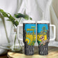 Rwanda Independence Day Unite Paix Progres Tumbler With Handle African Geometric Pattern - Power Fist And Coffee Branch Art