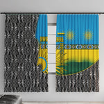 Rwanda Independence Day Unite Paix Progres Window Curtain African Geometric Pattern - Power Fist And Coffee Branch Art