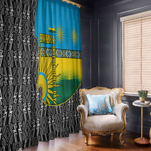 Rwanda Independence Day Unite Paix Progres Window Curtain African Geometric Pattern - Power Fist And Coffee Branch Art