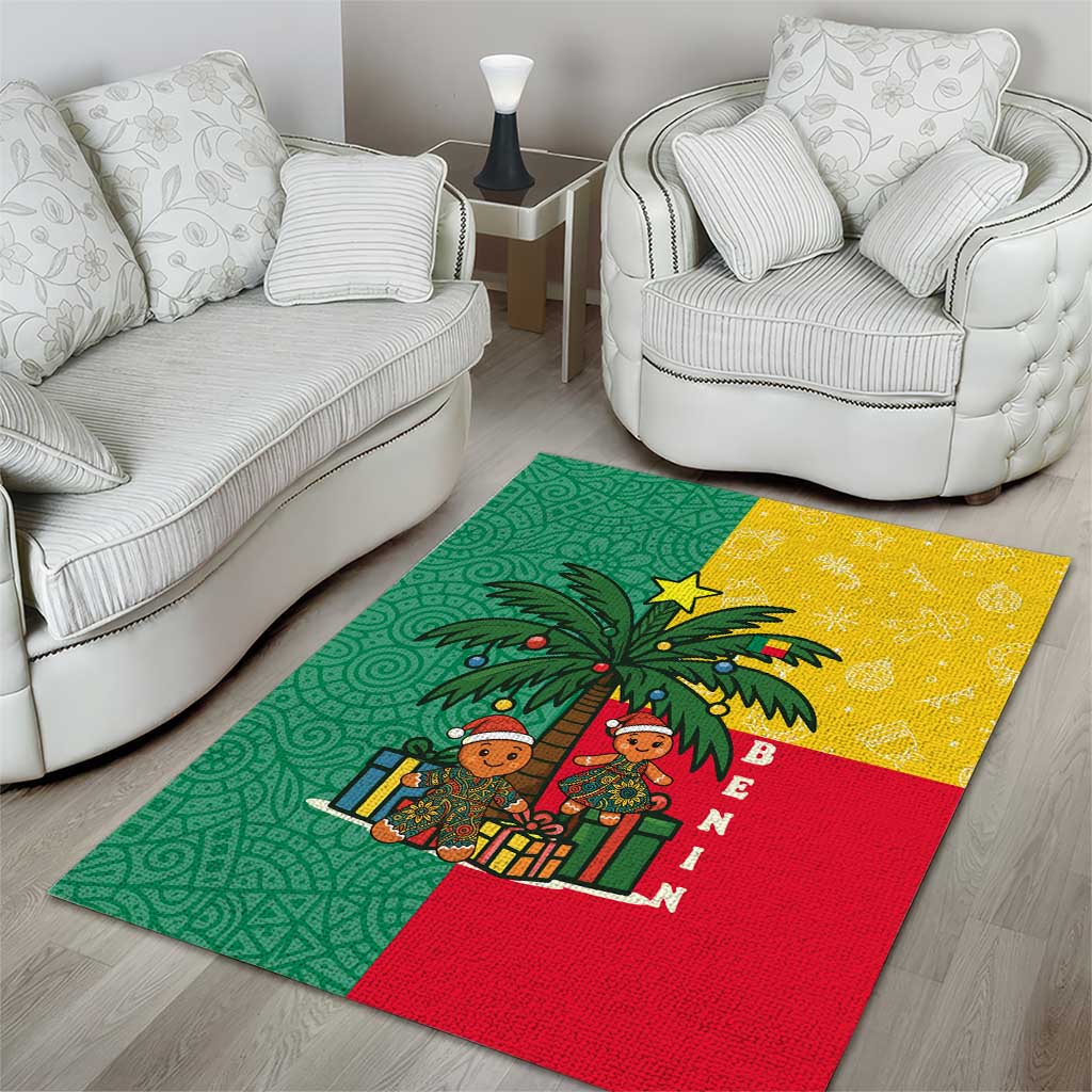 Benin Christmas Area Rug Palm Tree Dolls and Red Yellow Green Festive - African Pride