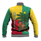 Benin Christmas Baseball Jacket Palm Tree Dolls and Red Yellow Green Festive - African Pride