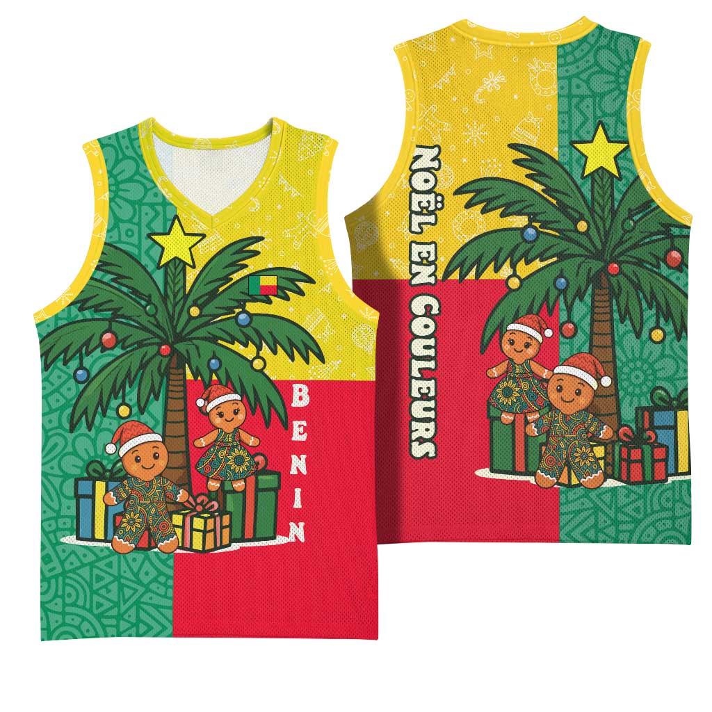 Benin Christmas Basketball Jersey Palm Tree Dolls and Red Yellow Green Festive TS04