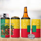 Benin Christmas 4 in 1 Can Cooler Tumbler Palm Tree Dolls and Red Yellow Green Festive - African Pride