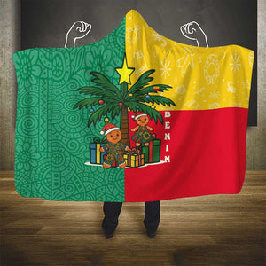Benin Christmas Hooded Blanket Palm Tree Dolls and Red Yellow Green Festive - African Pride