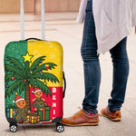 Benin Christmas Luggage Cover Palm Tree Dolls and Red Yellow Green Festive - African Pride