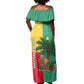Benin Christmas Off Shoulder Maxi Dress Palm Tree Dolls and Red Yellow Green Festive - African Pride