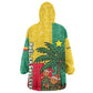 Benin Christmas Wearable Blanket Hoodie Palm Tree Dolls and Red Yellow Green Festive - African Pride