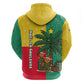 Benin Christmas Zip Hoodie Palm Tree Dolls and Red Yellow Green Festive - African Pride