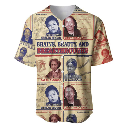 Brains Beauty And Breakthroughs Baseball Jersey Trailblazing Black Women Inventors and Innovators - African Pride