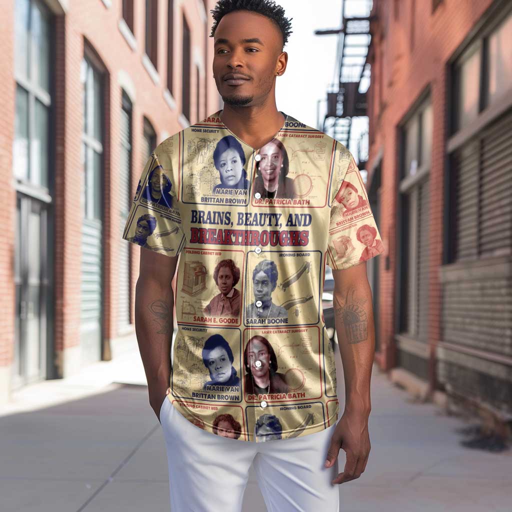Brains Beauty And Breakthroughs Baseball Jersey Trailblazing Black Women Inventors and Innovators - African Pride