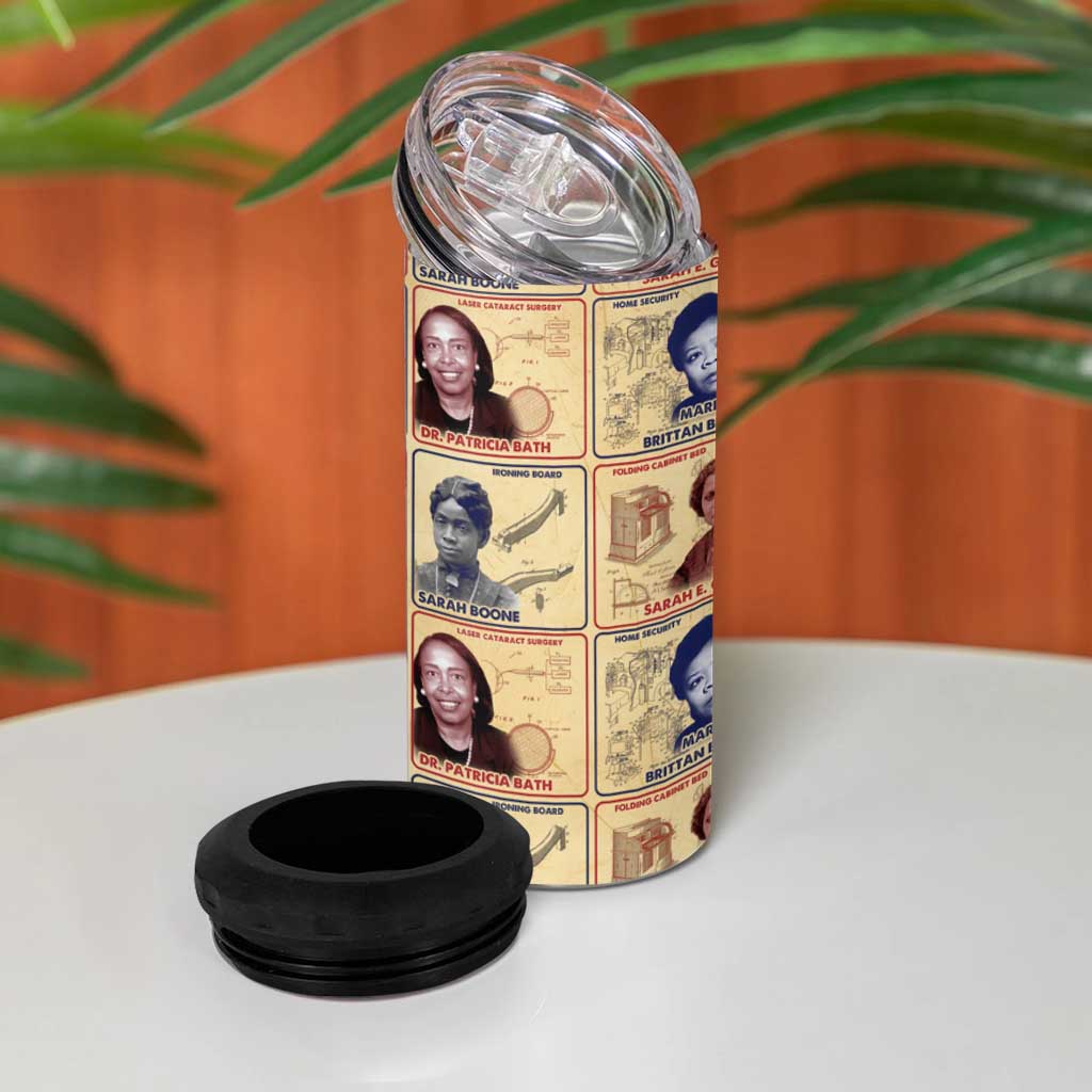 Brains Beauty And Breakthroughs 4 in 1 Can Cooler Tumbler Trailblazing Black Women Inventors and Innovators - African Pride