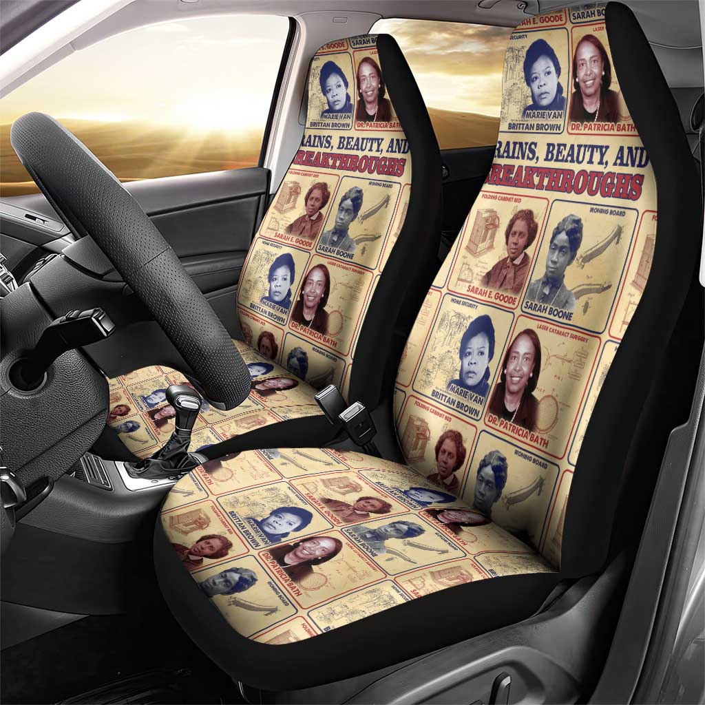 Brains Beauty And Breakthroughs Car Seat Cover Trailblazing Black Women Inventors and Innovators - African Pride
