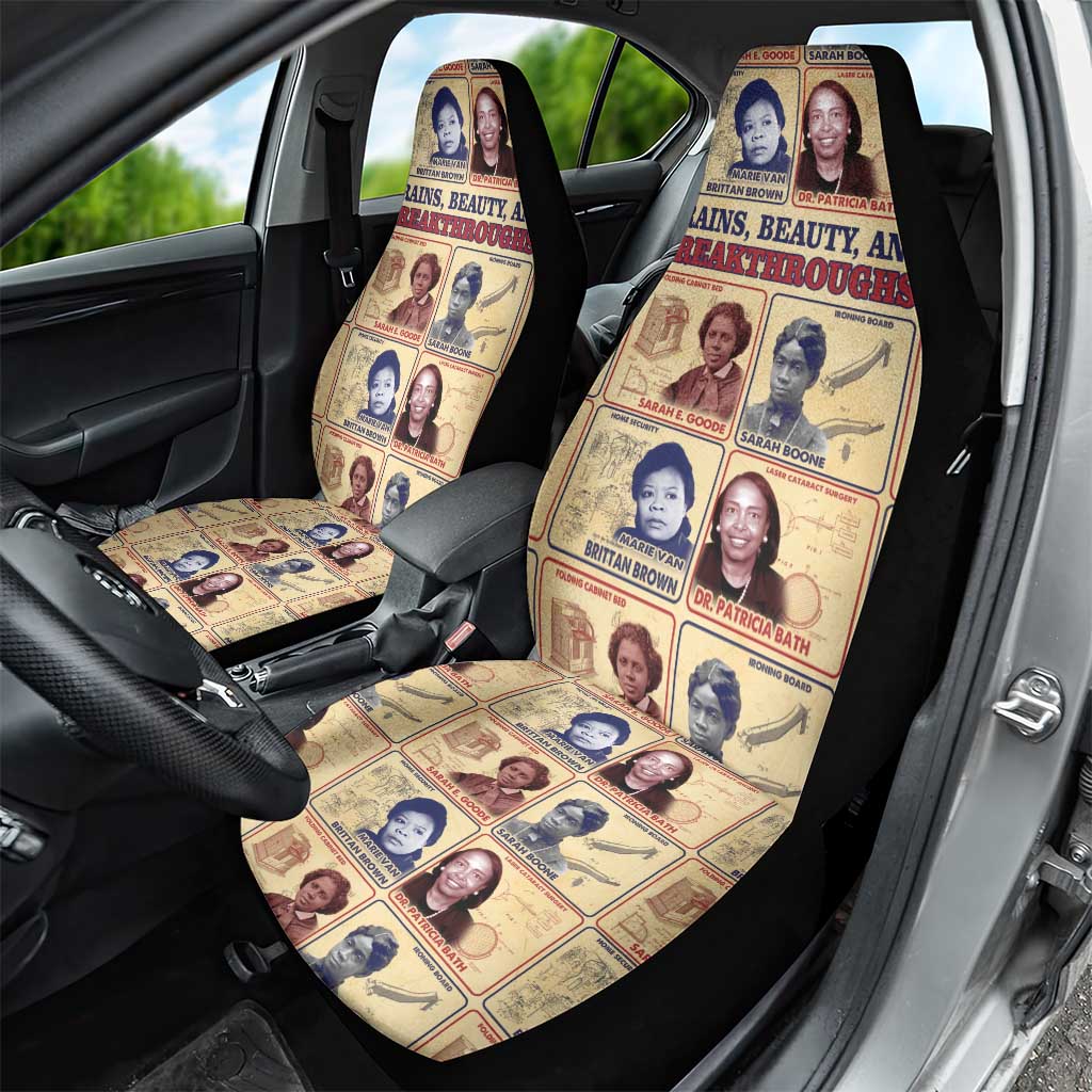 Brains Beauty And Breakthroughs Car Seat Cover Trailblazing Black Women Inventors and Innovators - African Pride