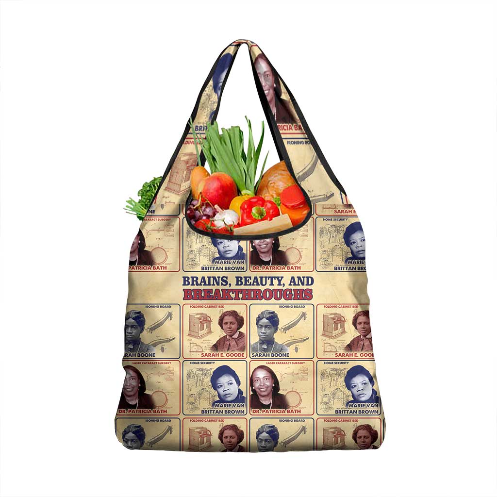 Brains Beauty And Breakthroughs Grocery Bag Trailblazing Black Women Inventors and Innovators - African Pride