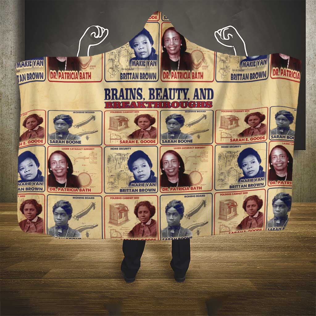 Brains Beauty And Breakthroughs Hooded Blanket Trailblazing Black Women Inventors and Innovators - African Pride