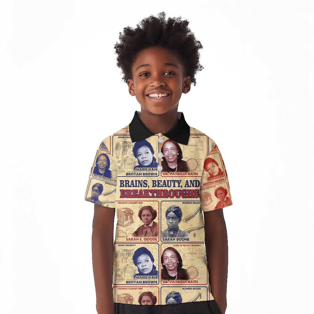 Brains Beauty And Breakthroughs Kid Polo Shirt Trailblazing Black Women Inventors and Innovators - African Pride