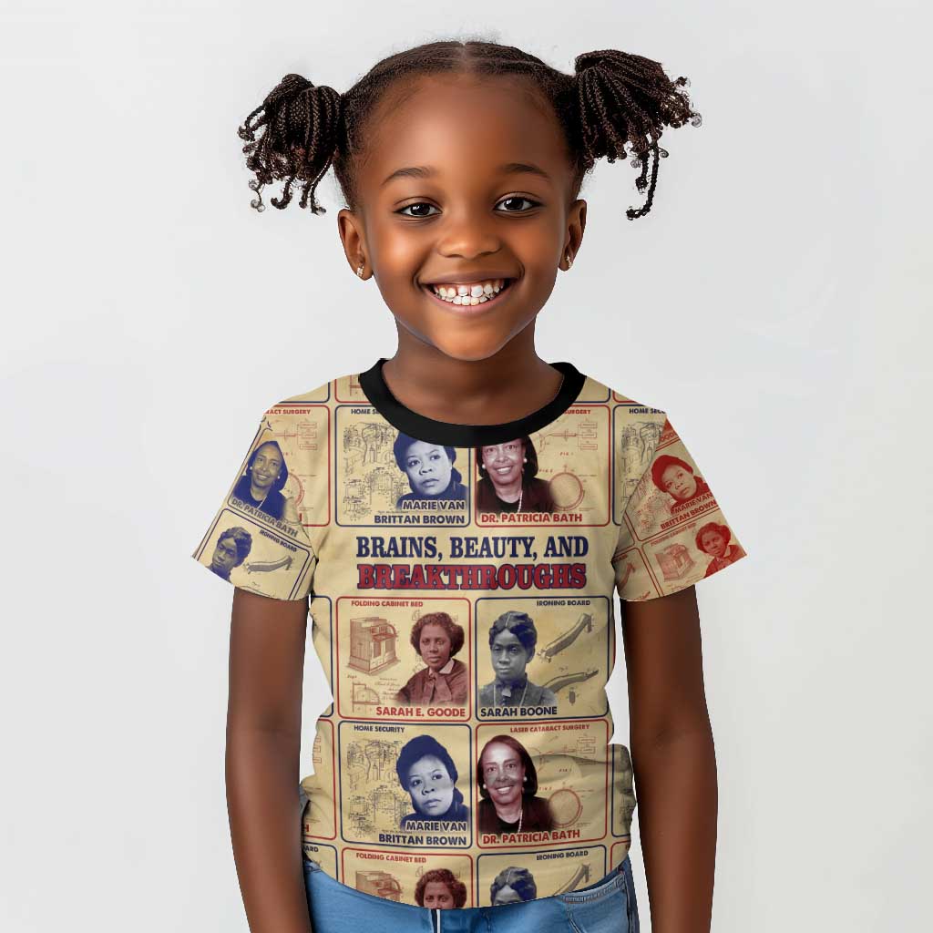 Brains Beauty And Breakthroughs Kid T shirt Trailblazing Black Women Inventors and Innovators - African Pride