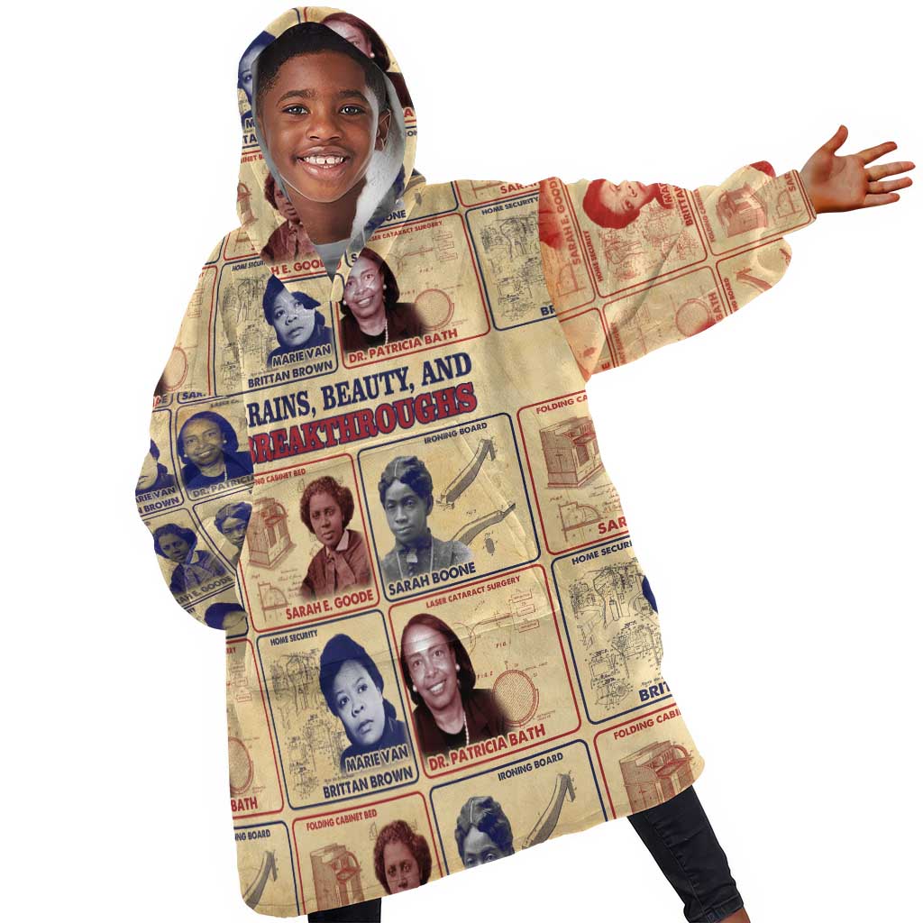 Brains Beauty And Breakthroughs Kid Wearable Blanket Hoodie Trailblazing Black Women Inventors and Innovators - African Pride