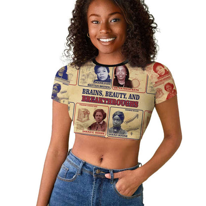Brains Beauty And Breakthroughs Raglan Cropped T shirt Trailblazing Black Women Inventors and Innovators - African Pride