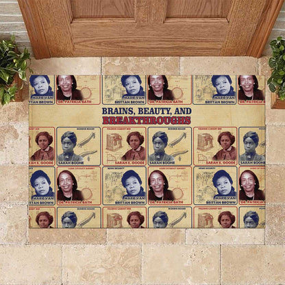 Brains Beauty And Breakthroughs Rubber Doormat Trailblazing Black Women Inventors and Innovators - African Pride
