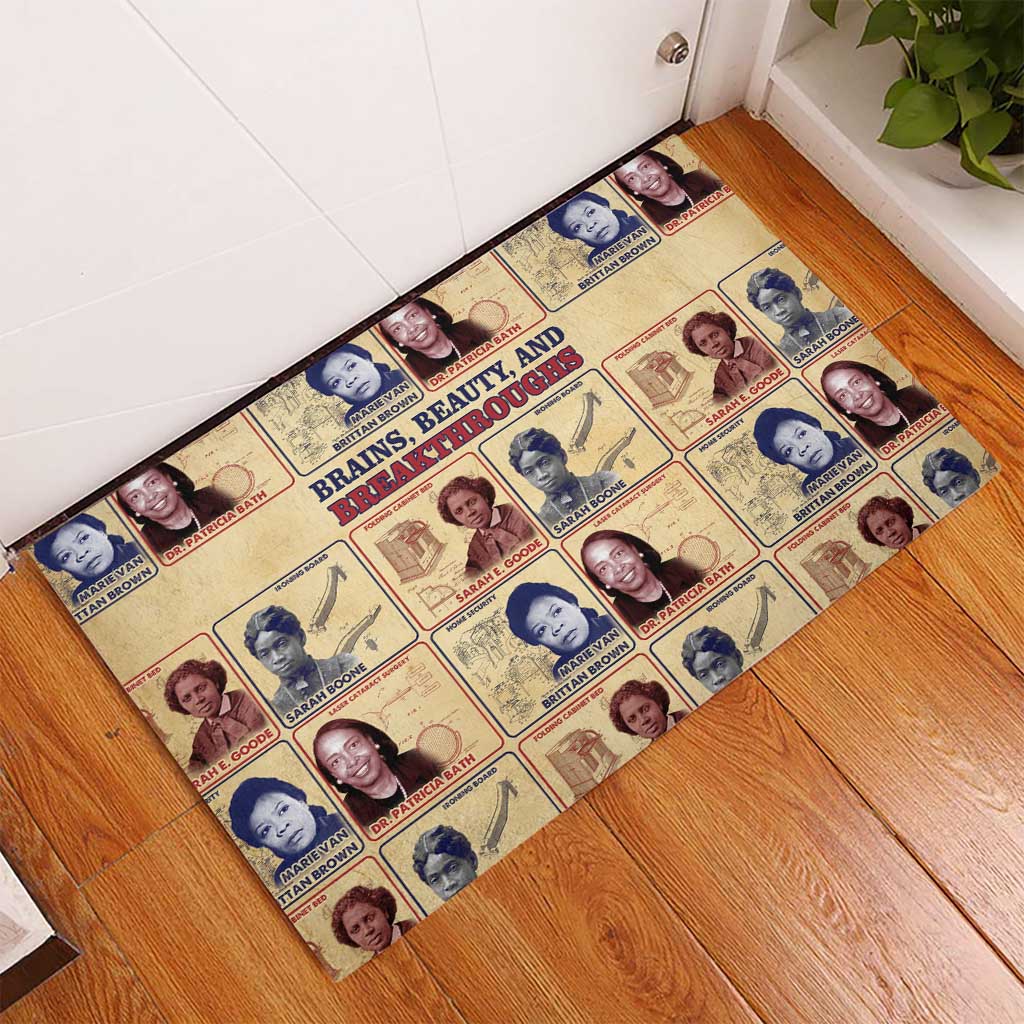 Brains Beauty And Breakthroughs Rubber Doormat Trailblazing Black Women Inventors and Innovators - African Pride
