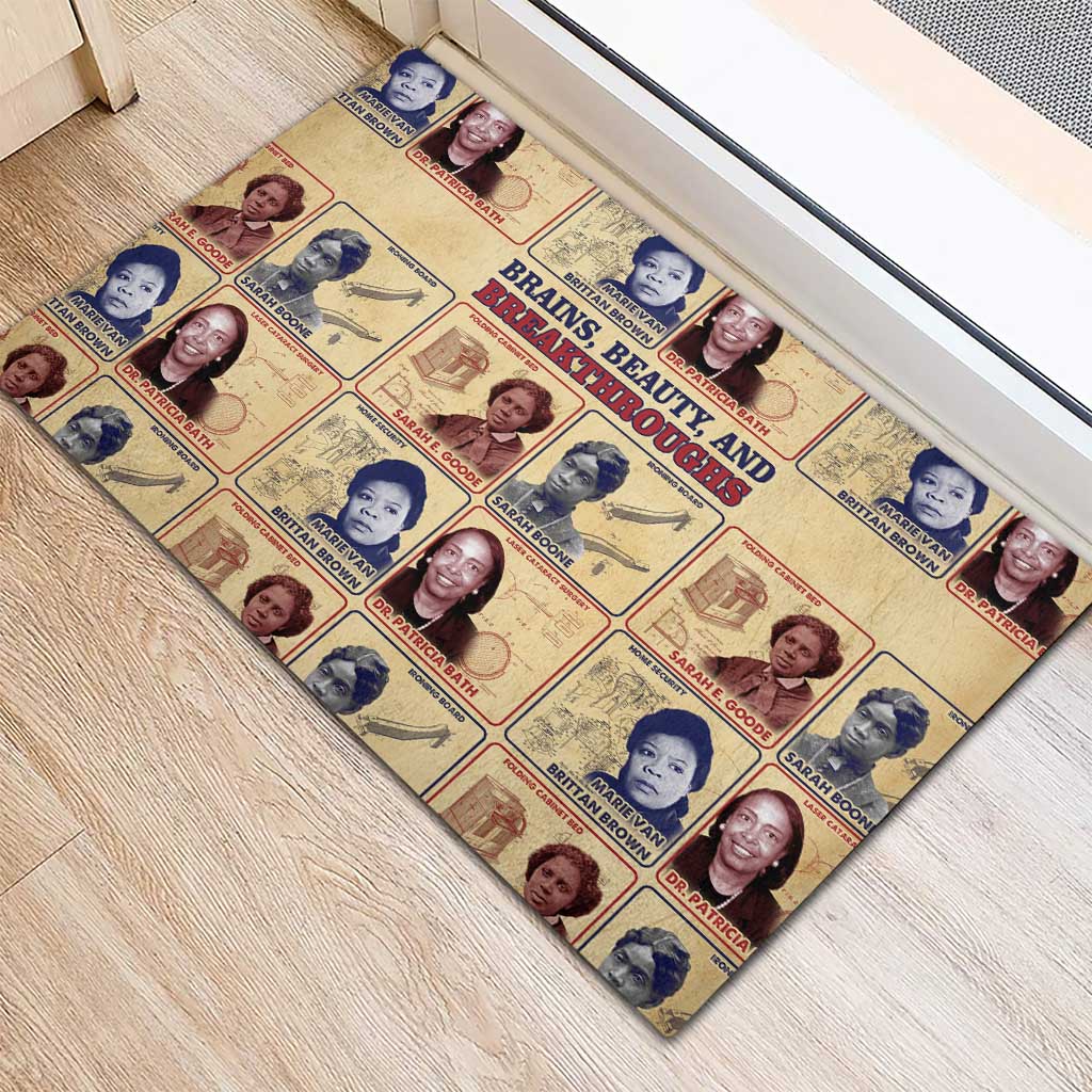Brains Beauty And Breakthroughs Rubber Doormat Trailblazing Black Women Inventors and Innovators - African Pride
