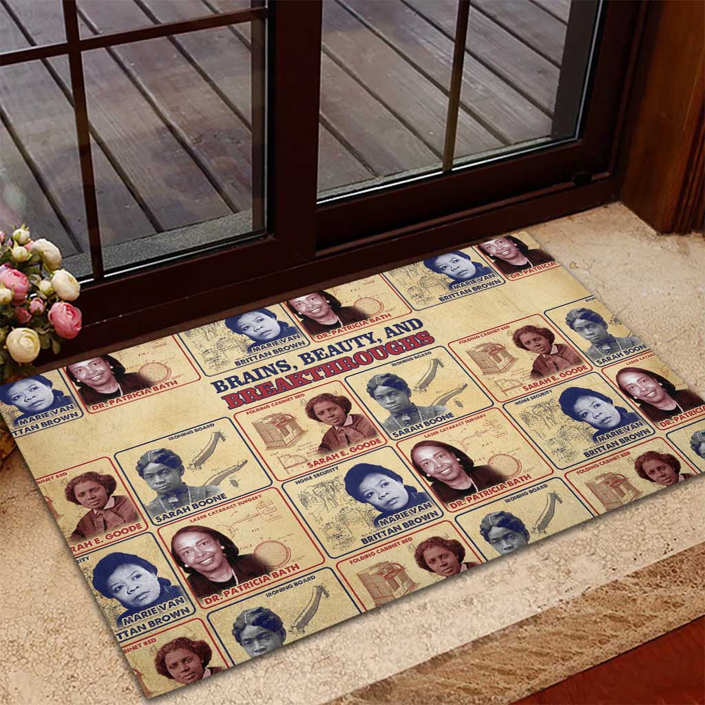 Brains Beauty And Breakthroughs Rubber Doormat Trailblazing Black Women Inventors and Innovators - African Pride