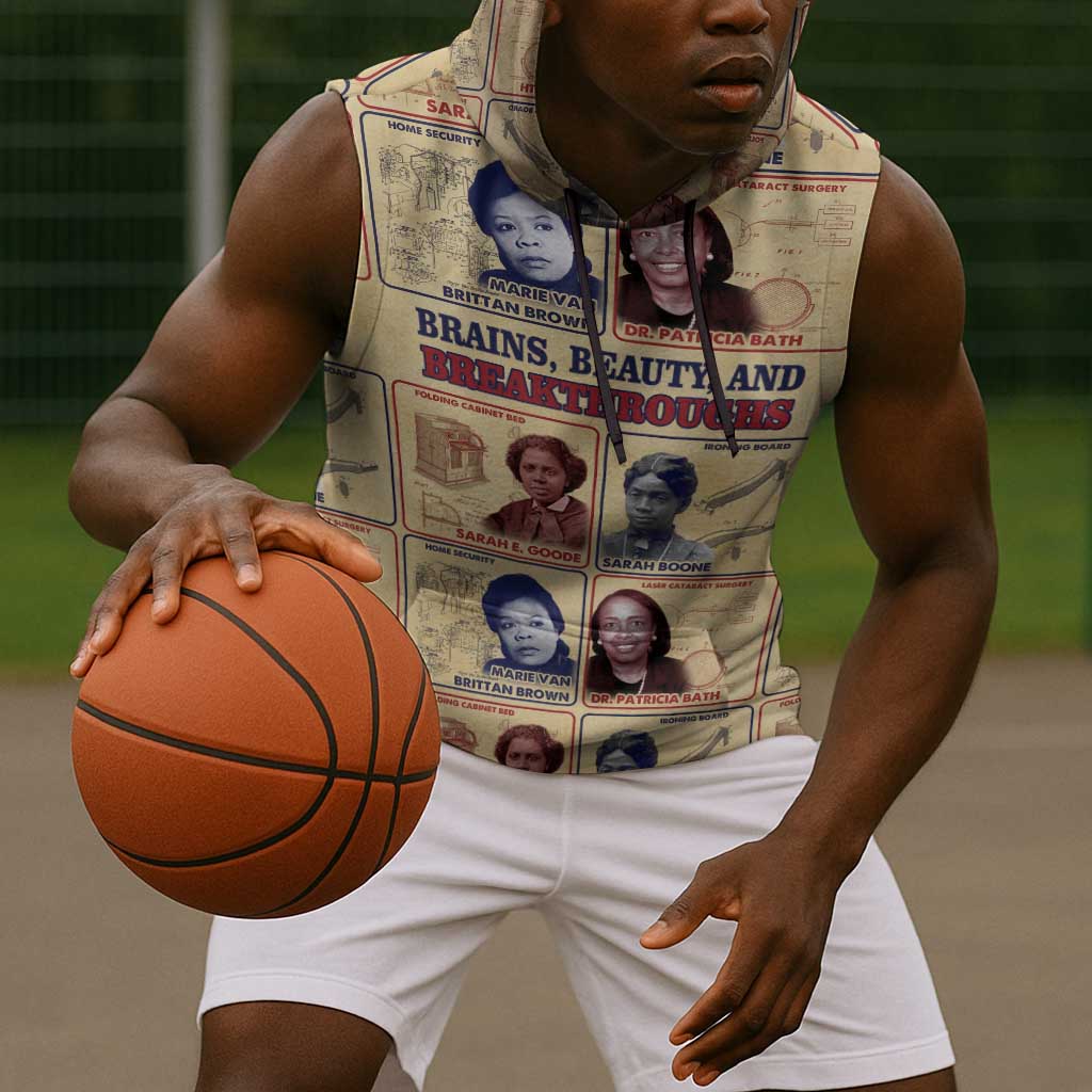 Brains Beauty And Breakthroughs Sleeveless Hoodie Trailblazing Black Women Inventors and Innovators - African Pride