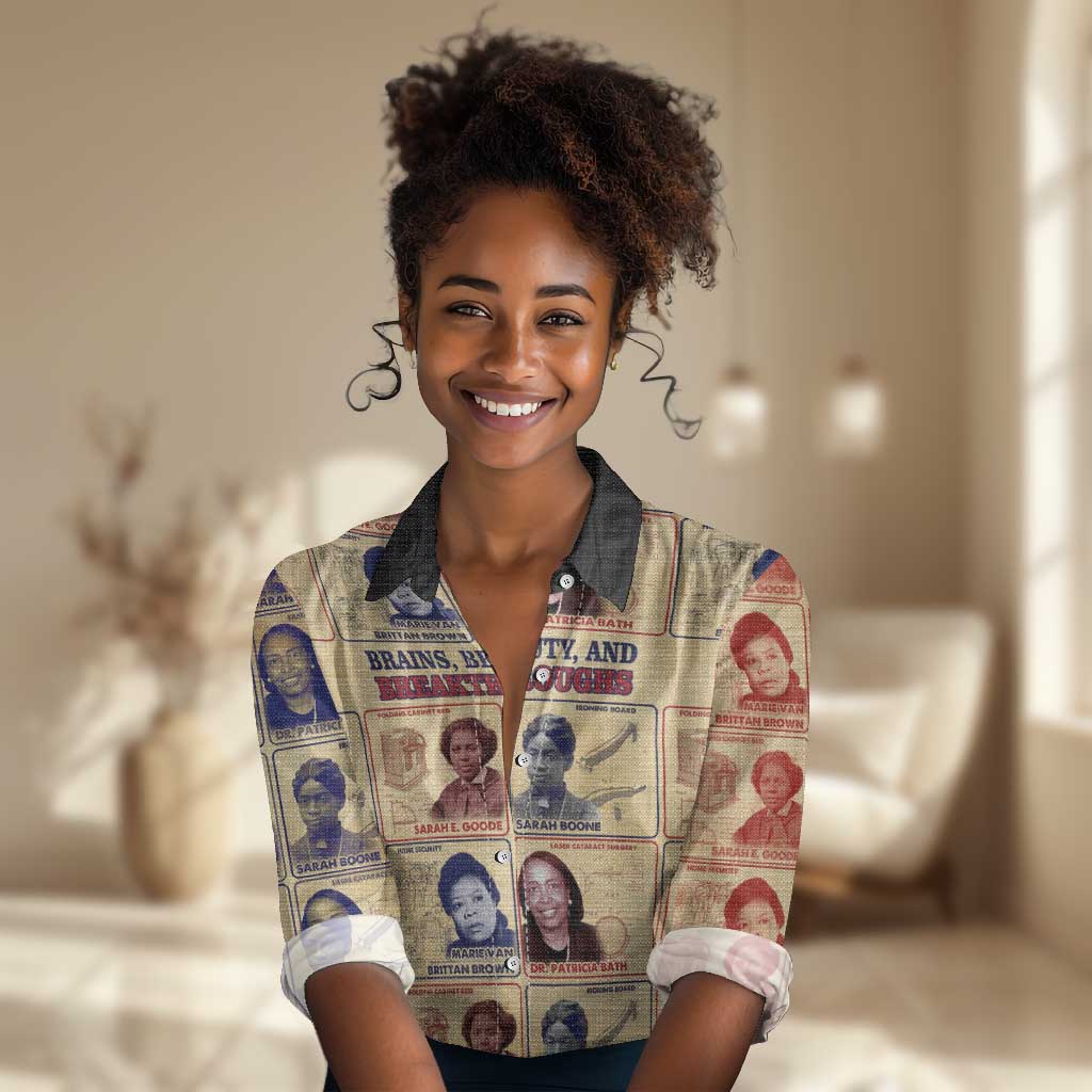 Brains Beauty And Breakthroughs Women Casual Shirt Trailblazing Black Women Inventors and Innovators - African Pride