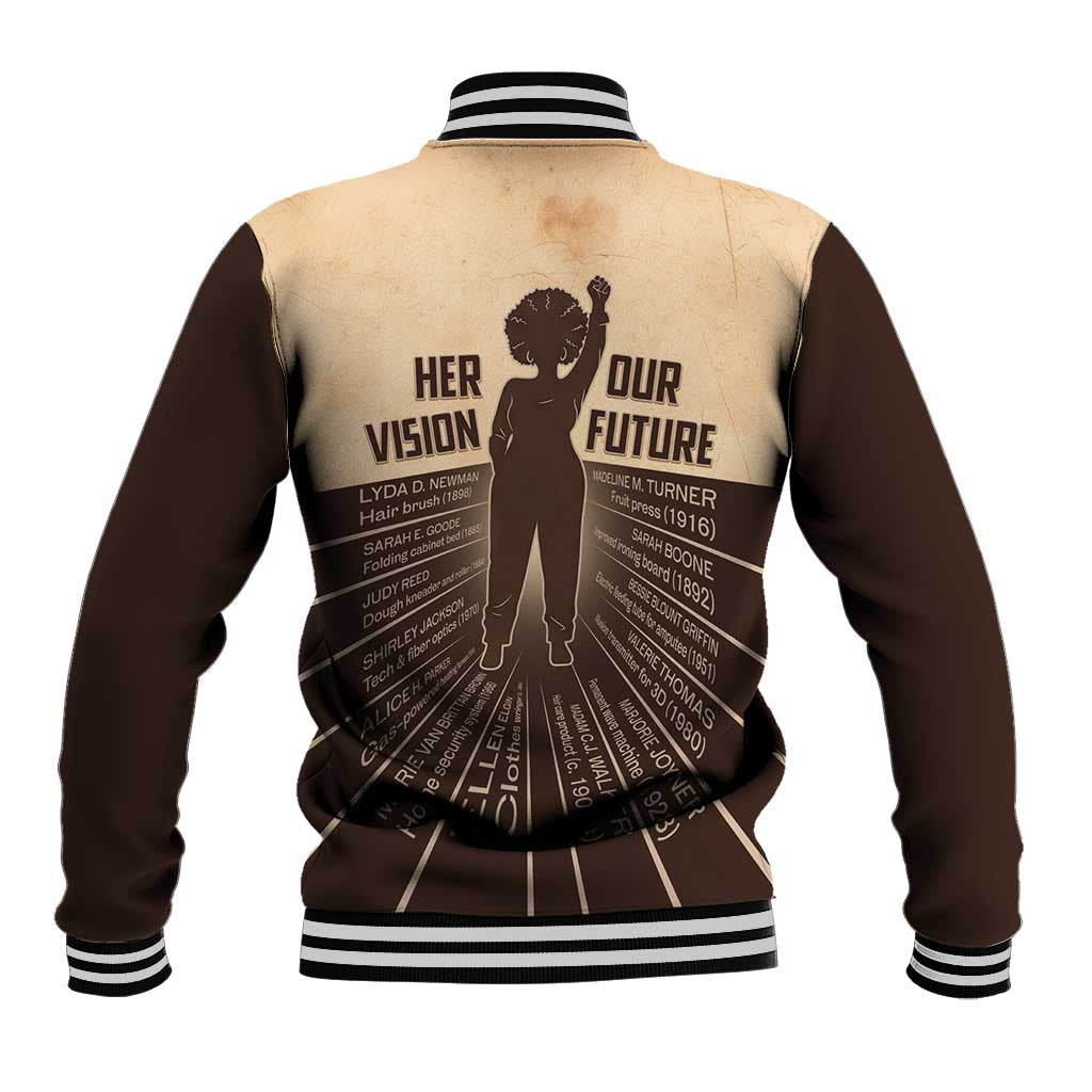 Her Vision Our Future Baseball Jacket Influential Black Women Inventors and Pioneers - African Pride