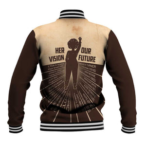 Her Vision Our Future Baseball Jacket Influential Black Women Inventors and Pioneers - African Pride