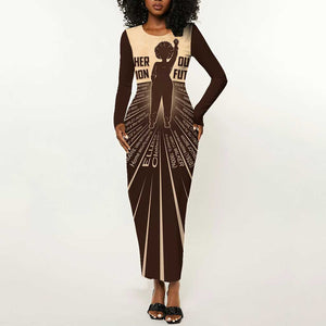 Her Vision Our Future Long Sleeve Bodycon Dress Influential Black Women Inventors and Pioneers - African Pride