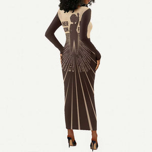 Her Vision Our Future Long Sleeve Bodycon Dress Influential Black Women Inventors and Pioneers - African Pride