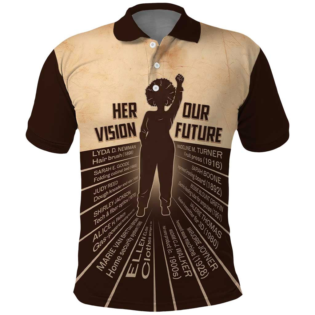 Her Vision Our Future Polo Shirt Influential Black Women Inventors and Pioneers - African Pride