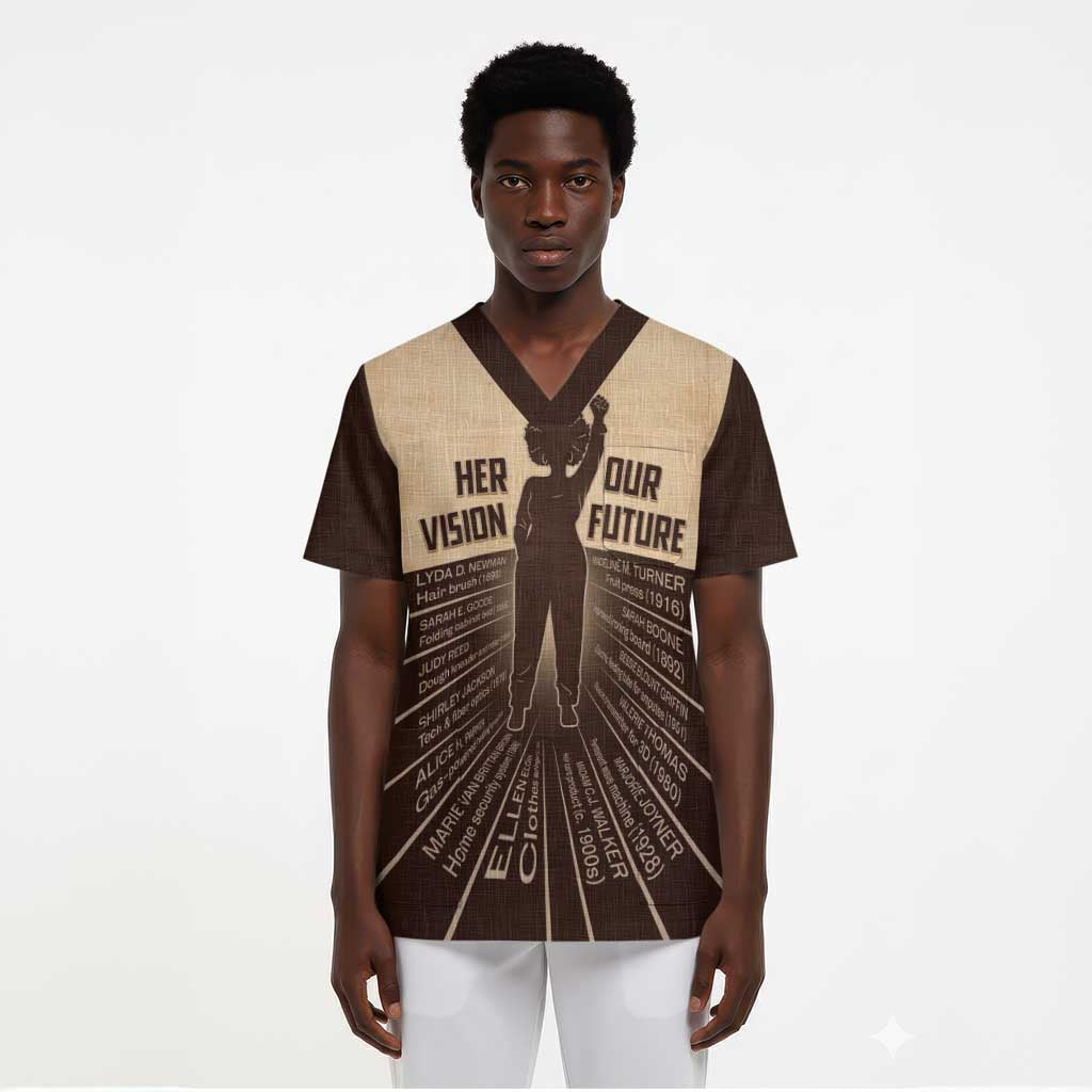Her Vision Our Future Scrub Top Influential Black Women Inventors and Pioneers - African Pride