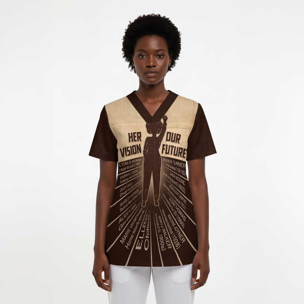 Her Vision Our Future Scrub Top Influential Black Women Inventors and Pioneers - African Pride