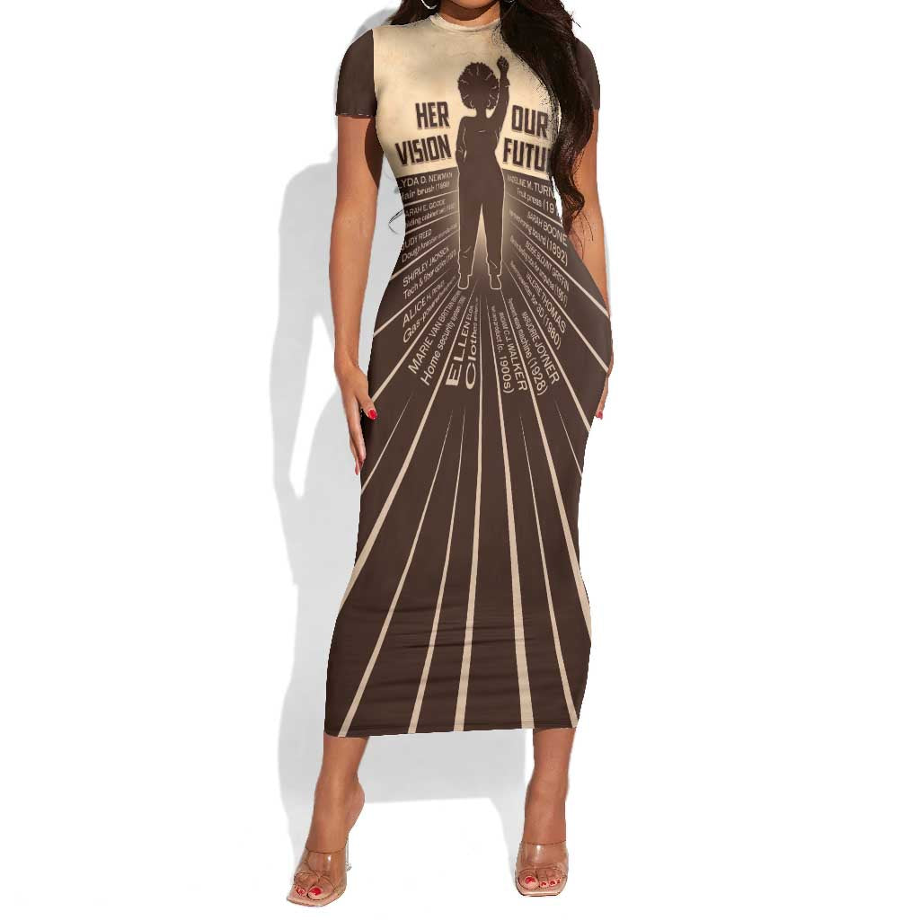 Her Vision Our Future Short Sleeve Bodycon Dress Influential Black Women Inventors and Pioneers - African Pride
