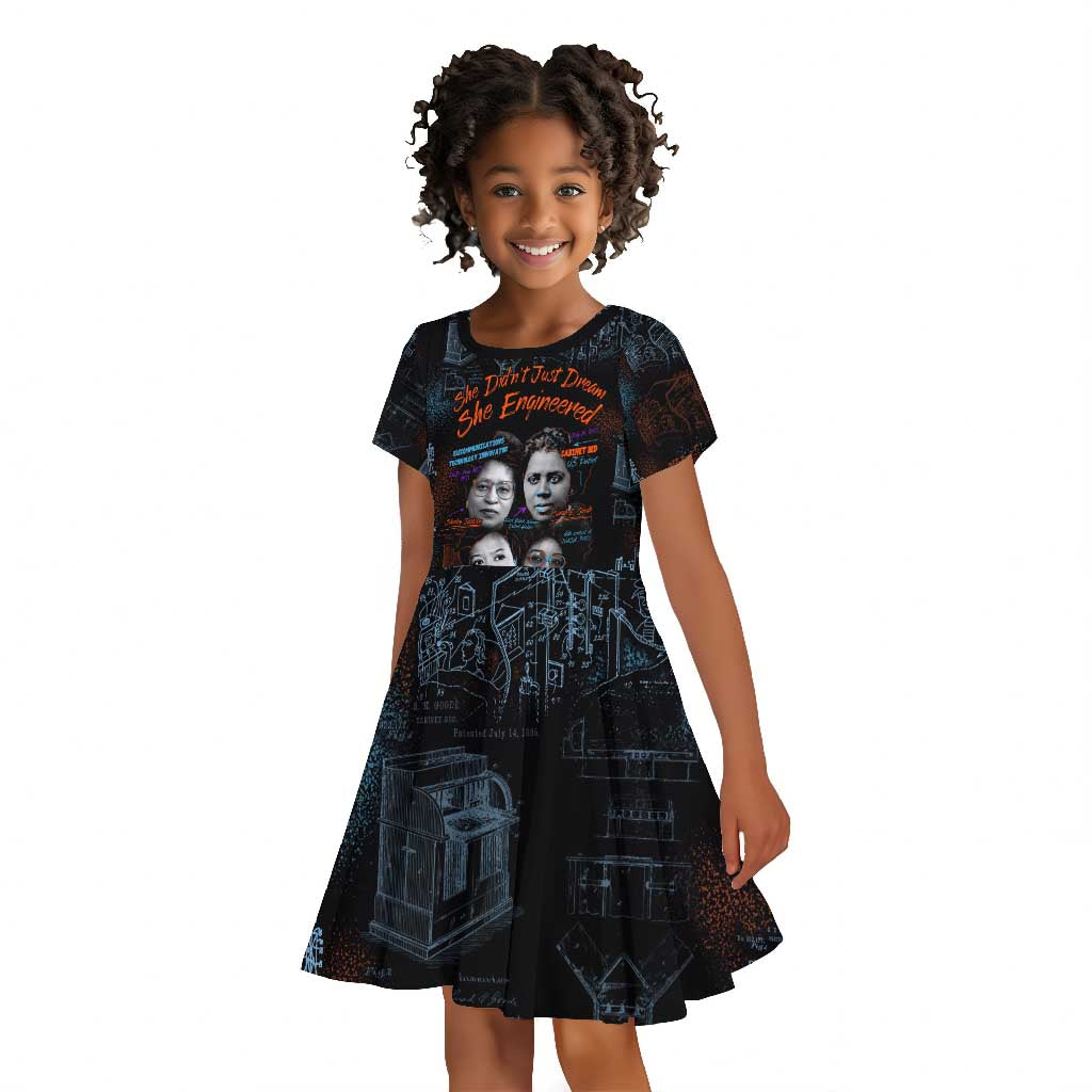 She Didn't Just Dream She Engineered Kid Short Sleeve Dress Trailblazing Black Women Innovators - African Pride